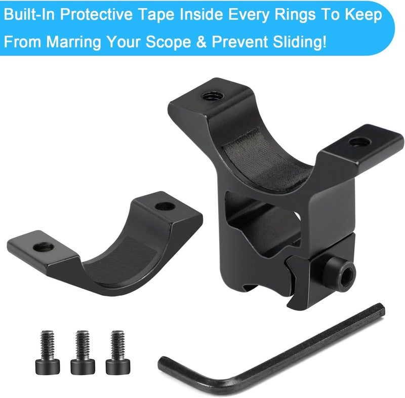 LONSEL 1'' Dovetail Scope Rings, 2 Pack High Profile or Medium Profile 1 Inch Scope Mount Rings for 11mm Dovetail Rails - Image 3